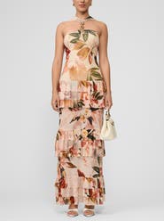 RACHEL Rachel Roy Solana Mesh Tiered Long Dress
