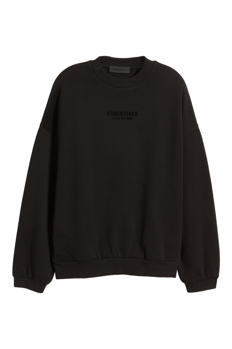 Essentials Crewneck Sweatshirt, Alternate, color, JET BLACK