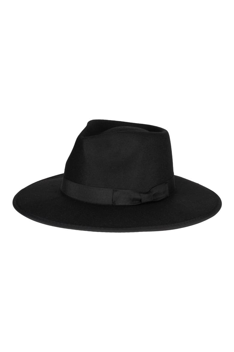 Grosgrain Ribbon Fedora Hat, Main, color, BLACK
