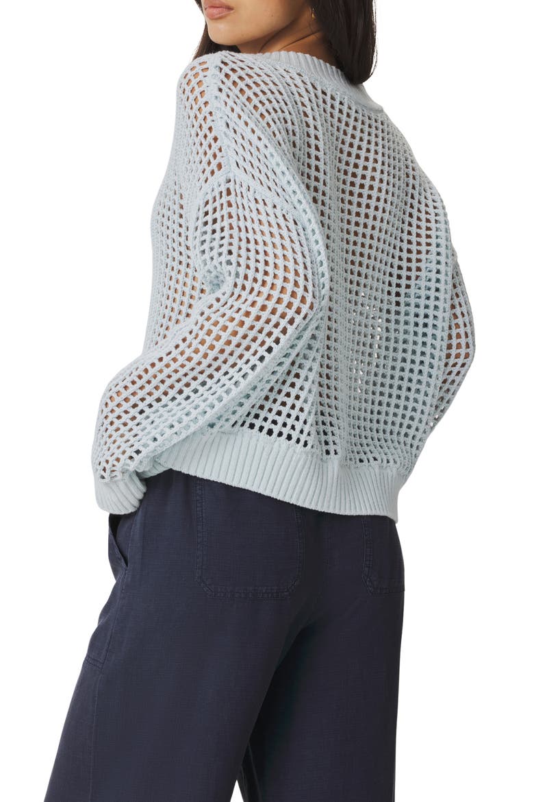 Camellia Openwork V-Neck Cotton Blend Cardigan, Alternate, color, COUNTRY AIR BLUE