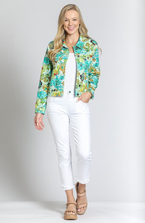 Apny Print Denim Jacket In Green