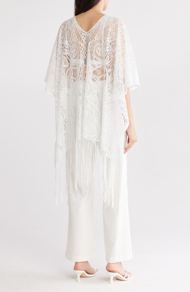 AREA STARS Fringe Hem Lace Poncho, Alternate, color, White