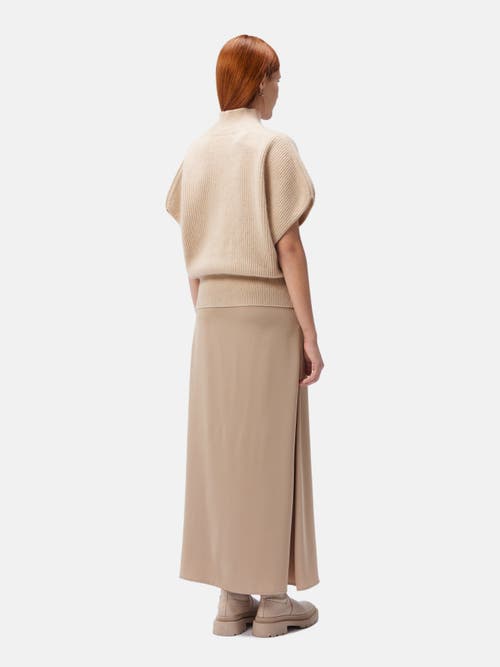 Gobi Mongolian Cashmere Organic Color Cashmere Short-sleeve Turtleneck In Beige