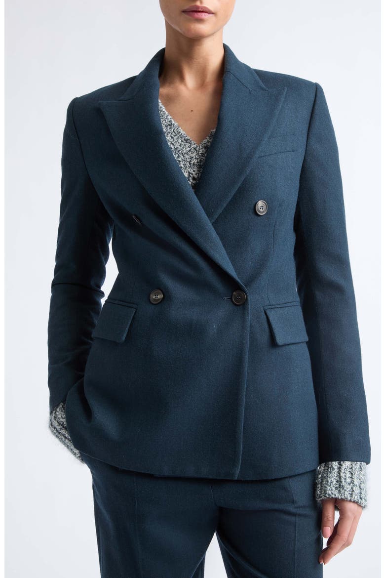 Double Breasted Virgin Wool & Cashmere Jacket, Alternate, color, 178 DARK JADE