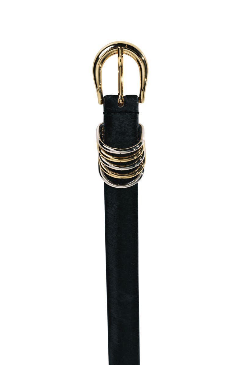 Déhanche Hollyhock Genuine Calf Hair Belt, Alternate, color, Black