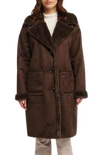 NVLT Faux Fur Trim Faux Suede Jacket