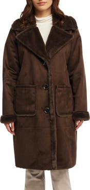 NVLT Faux Fur Trim Faux Suede Jacket