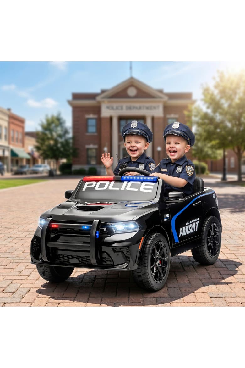 12V 2-Seater Dodge Police Ride-On Car, Remote Control, White, Alternate, color, Black