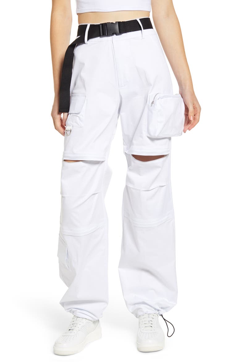 I.AM.GIA. Edam High Rise Cargo Pants with Webbed Belt, Alternate, color, WHITE