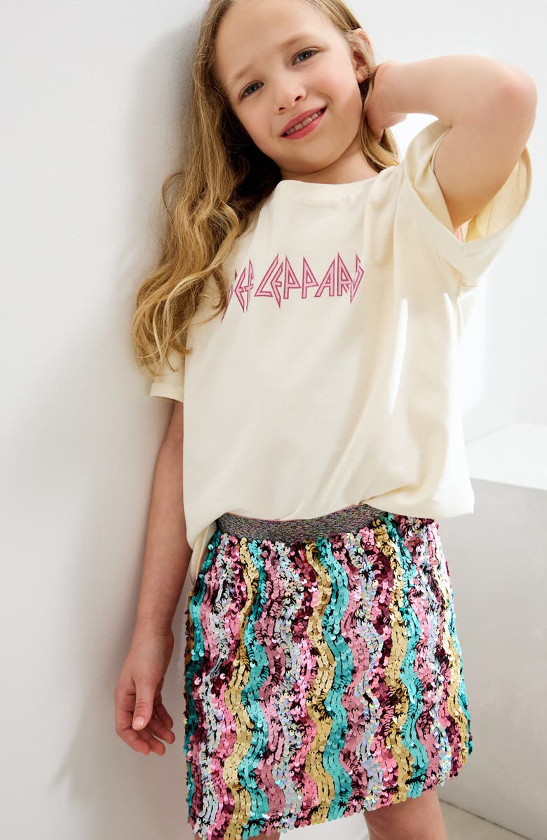 NEXT Kids' Wavy Stripe Sequin Skirt, Alternate, color, Pink Multi