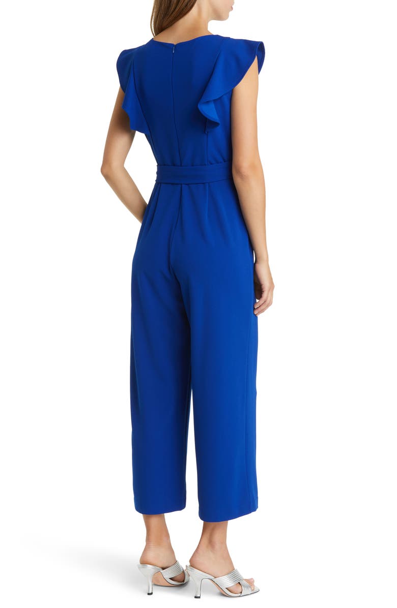 Tahari ASL Flutter Sleeve Wide Leg Jumpsuit, Alternate, color, Cobalt