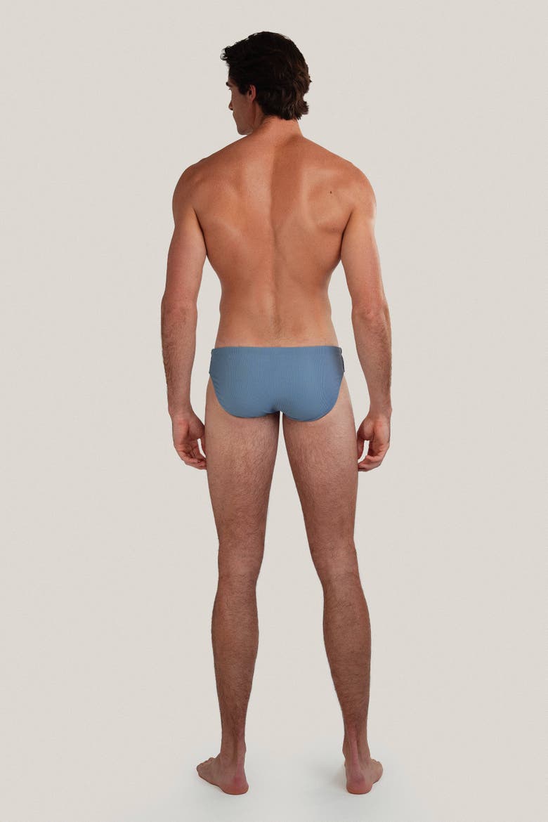 Dune Modern Cut Ribbed Stretch Swim Brief, Alternate, color, Pewter