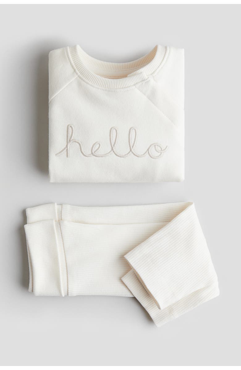 H&M 2-piece cotton set, Alternate, color, Cream/Hello