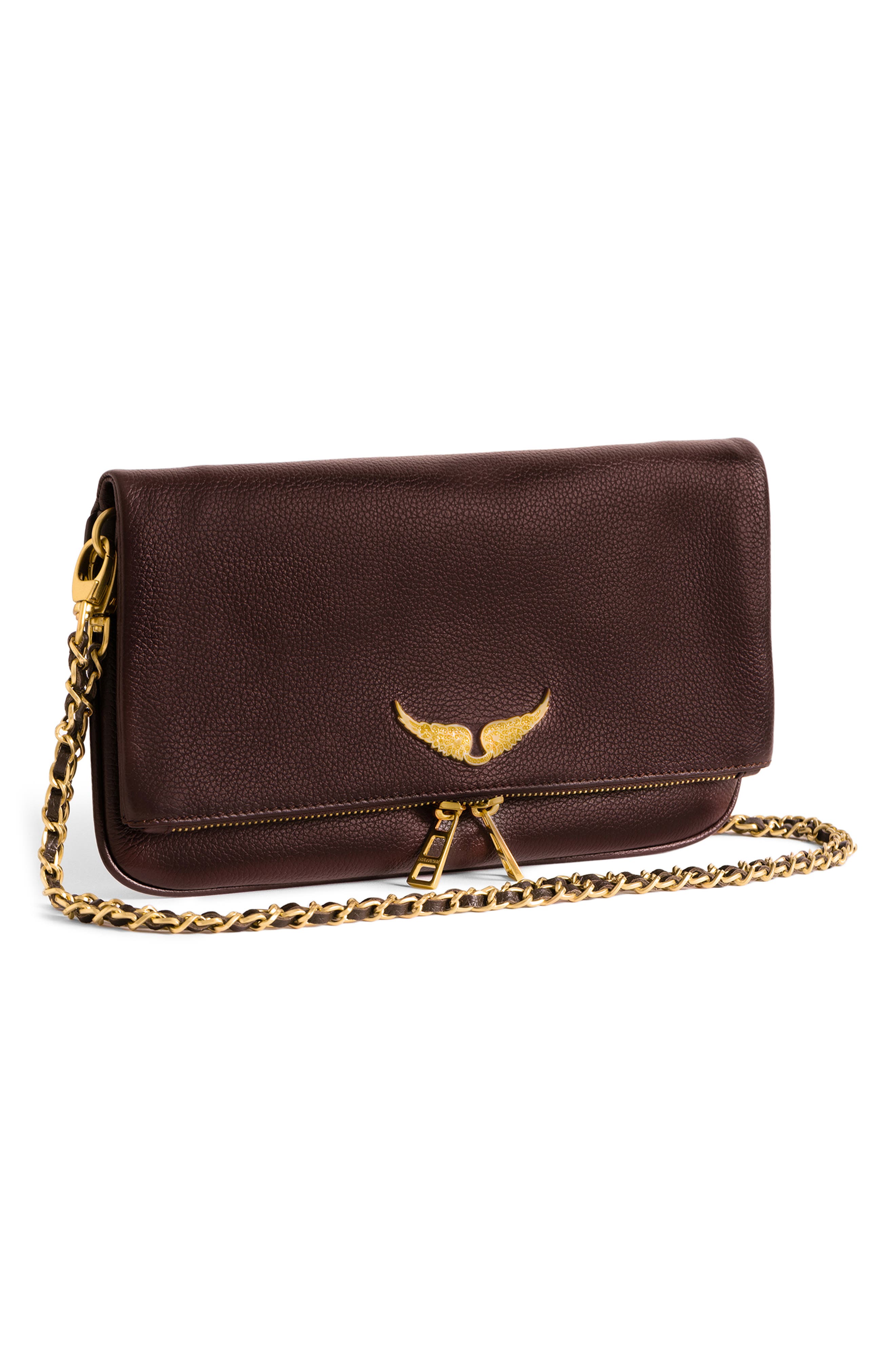 Rock Grained Leather Crossbody Bag, Alternate, color, DEEP PURPLE
