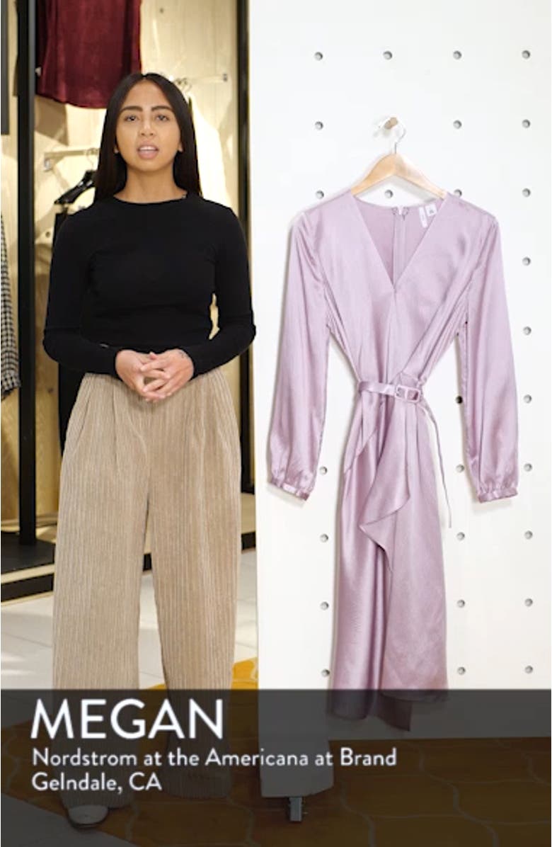 Hammered Satin Faux Wrap Dress, sales video thumbnail