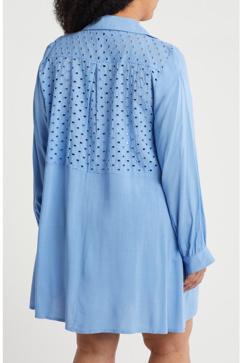 Eyelet Button-Up Shirt, Alternate, color, BLUE