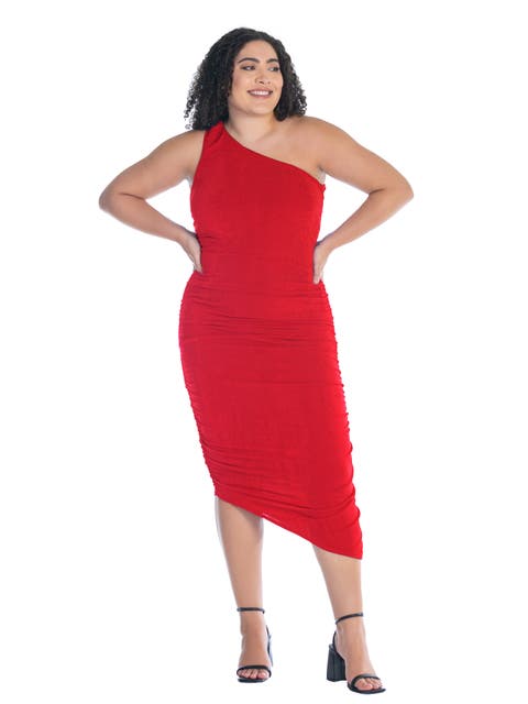 One Shoulder Ruched Bodycon Dress