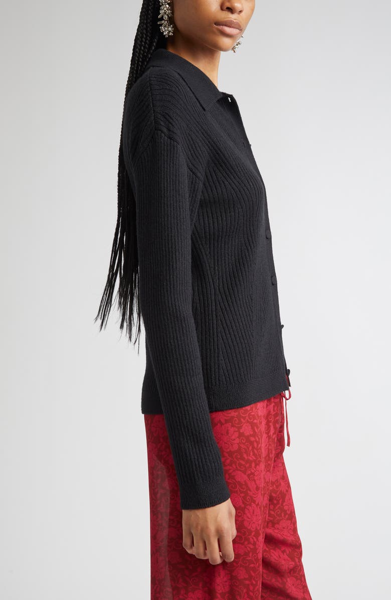 Dries Van Noten Wool Blend Rib Cardigan, Alternate, color, 