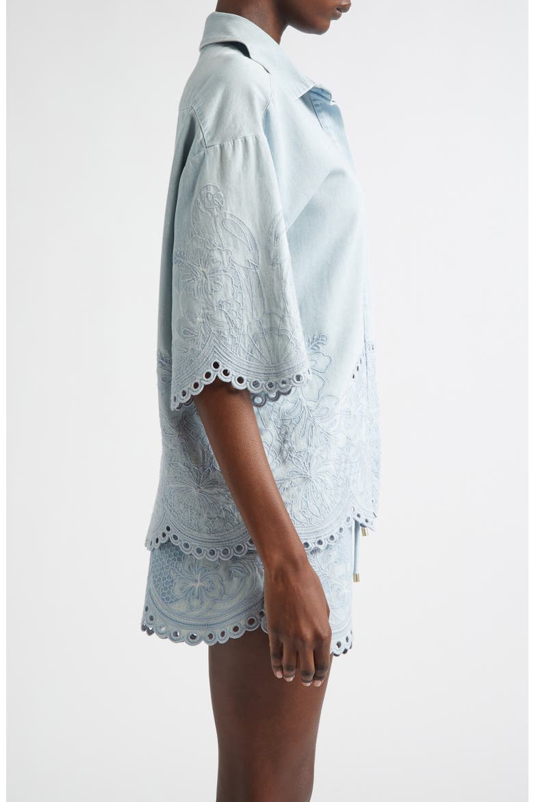 Daylight Embroidered Denim Shirt, Alternate, color, ICE STORM