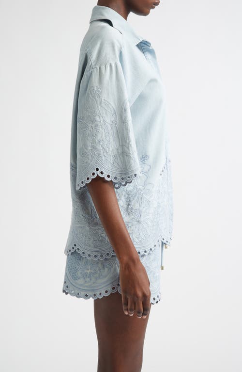 Zimmermann Daylight Embroidered Denim Shirt In Blue