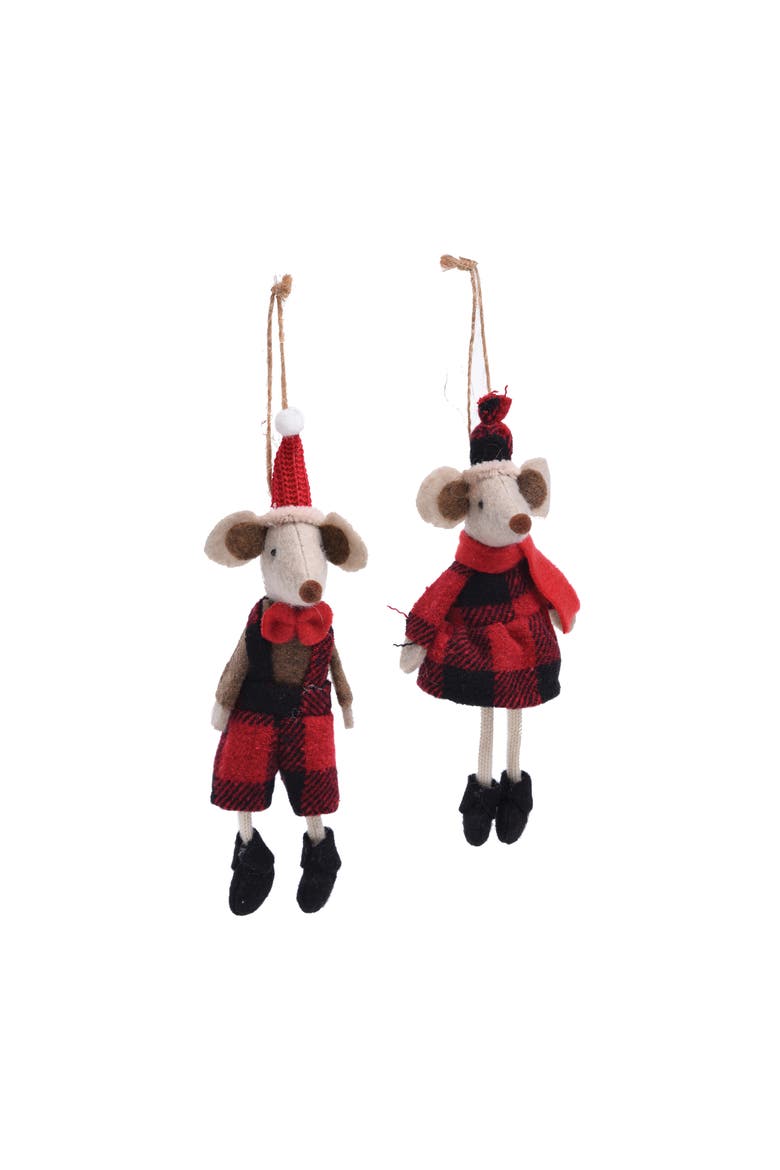 Buffalo Check Mouse Ornament A/2, Main, color, Red