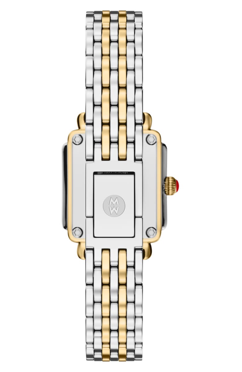 MICHELE Deco Madison Mini Diamond & Mother-of-Pearl Two-Tone Bracelet Watch, 23mm x 24mm, Alternate, color, Two-Tone/ Blue