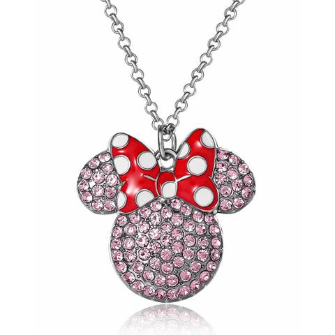 Fashion Red Polka Dot Bow Crystals Pave Necklace