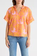 SUGARLIPS Jaidy Floral Erie Split Neck Cotton Top