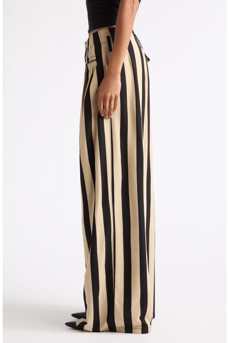 Triple Pleat Striped Wide Leg Pants, Alternate, color, BLACK AND CREAM WIDE STRIPE