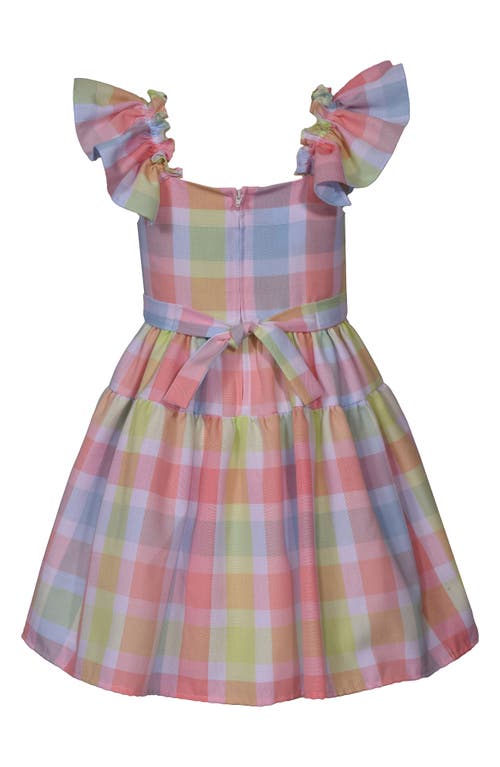 Iris & Ivy Kids' Plaid Flutter Sleeve Party Dress In Pink Plaid