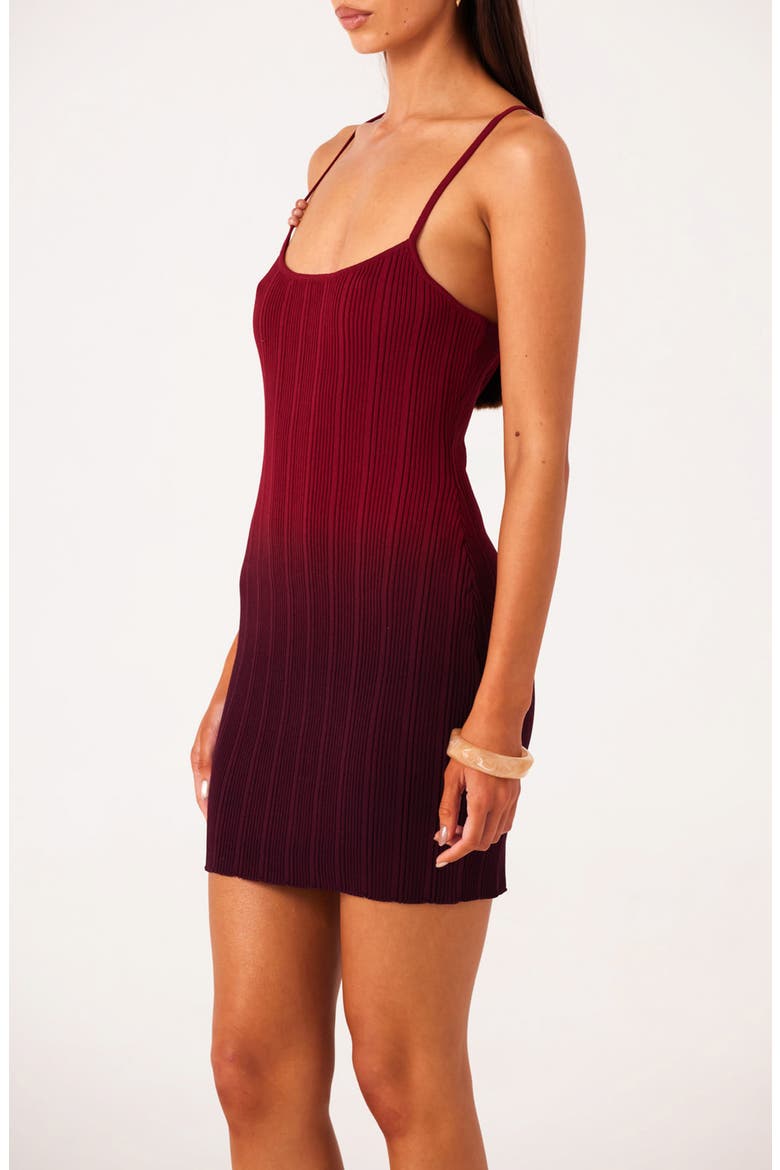 Odessa Ombré Variegated Rib Minidress, Alternate, color, BURGUNDY OMBRE