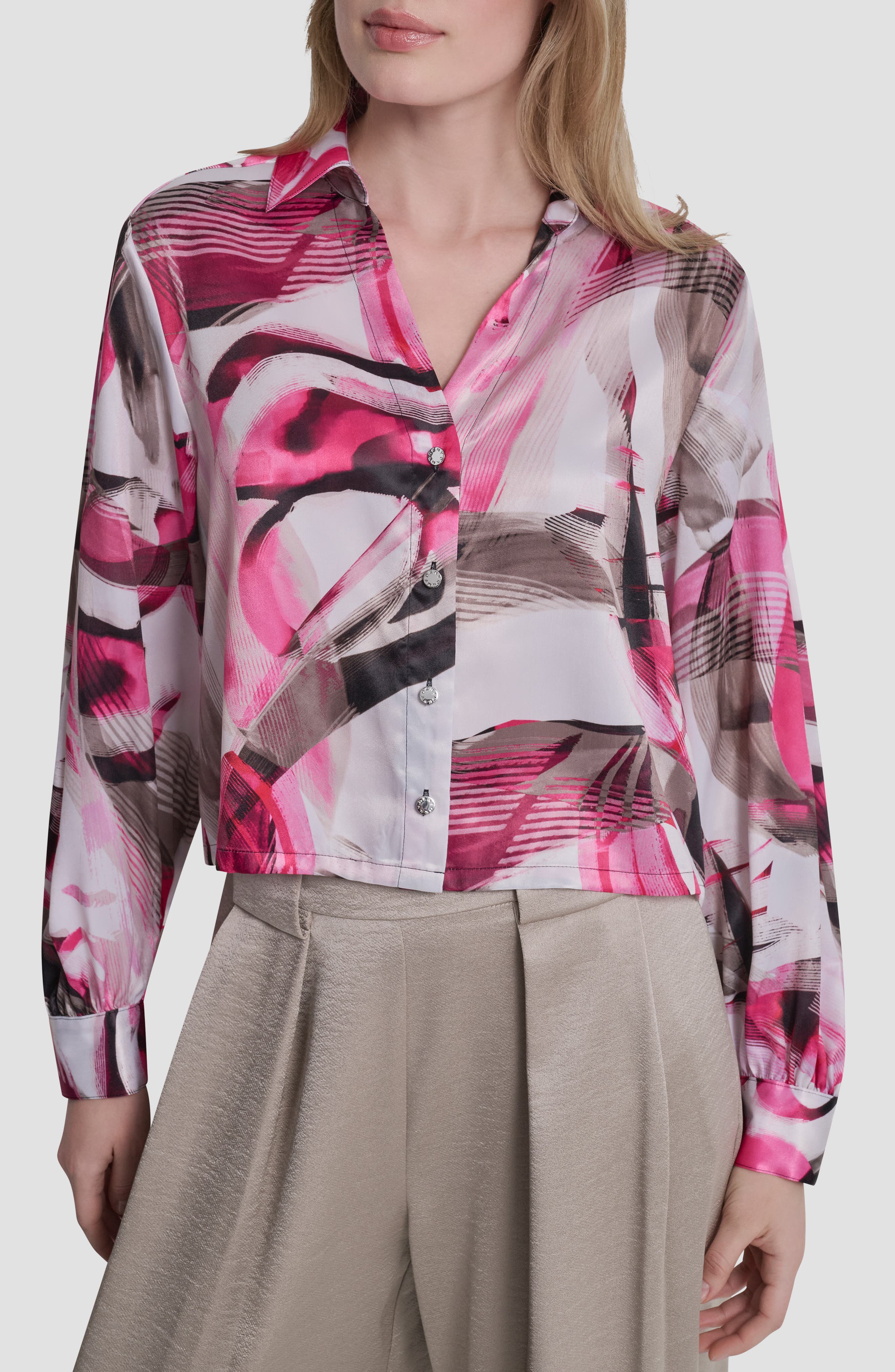 Satin Button-Up Shirt