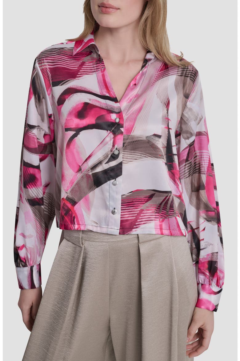 Satin Button-Up Shirt, Main, color, SPRING WISPS