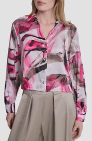 DKNY Satin Button-Up Shirt