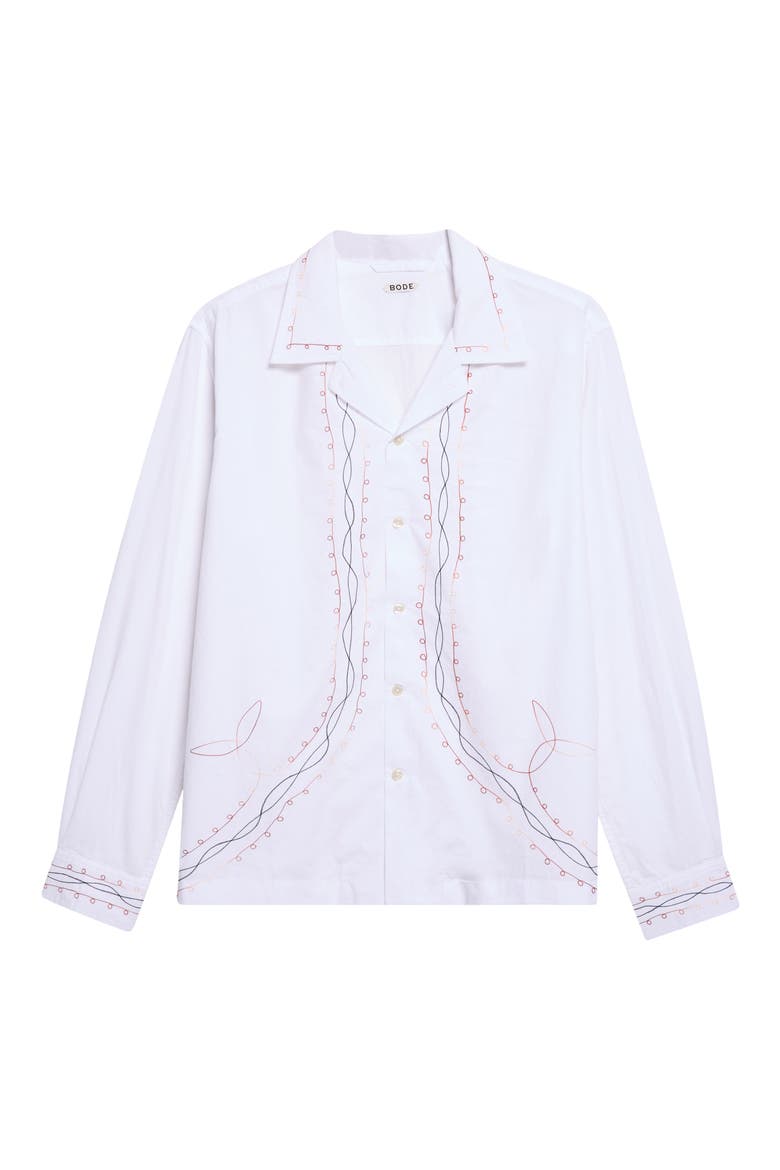Looped Chainstitch Cotton Poplin Button-Up Shirt, Alternate, color, WHITE MULTI