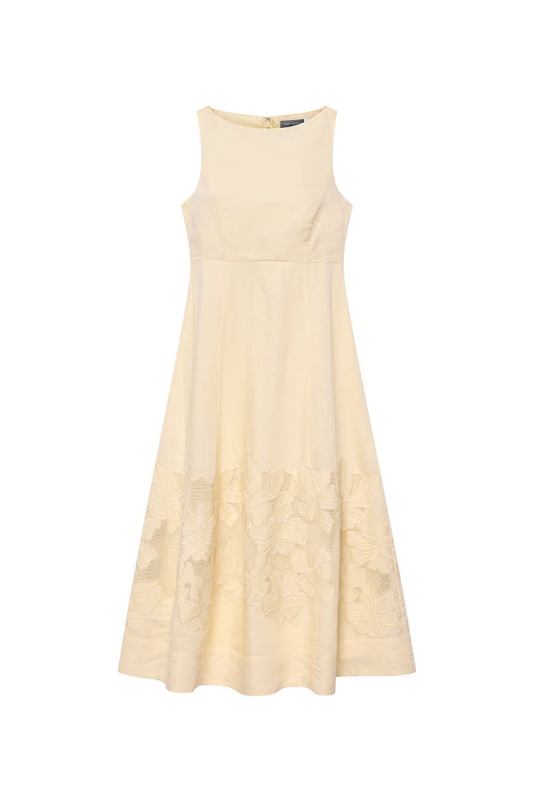Linen Blend Lace Midi Dress, Alternate, color, Yellow