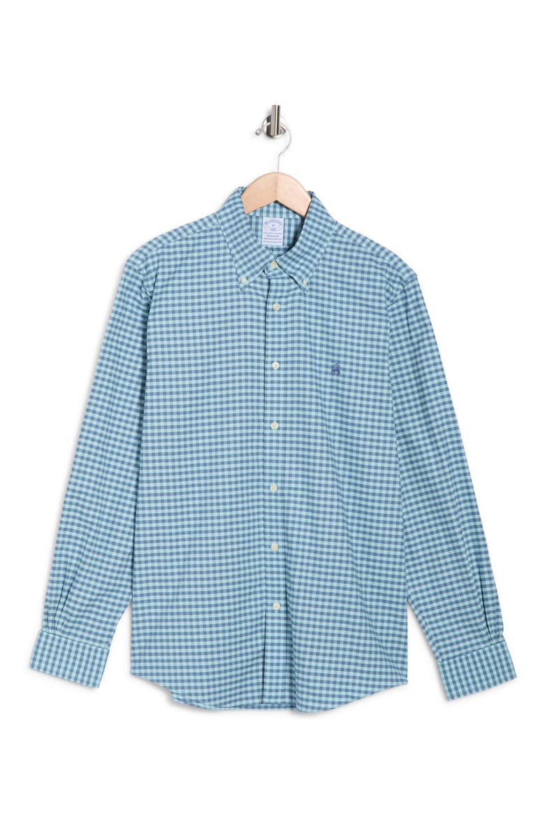 Regular Fit Stretch Cotton Oxford Button-Down Shirt, Alternate, color, AQUAESQUENAVYGING