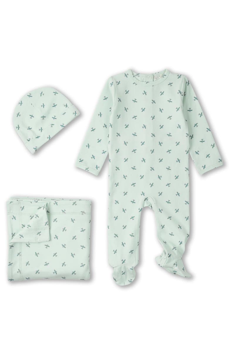 3 Piece Baby "Aviation" Cotton Rich Footie Set, Main, color, Mint