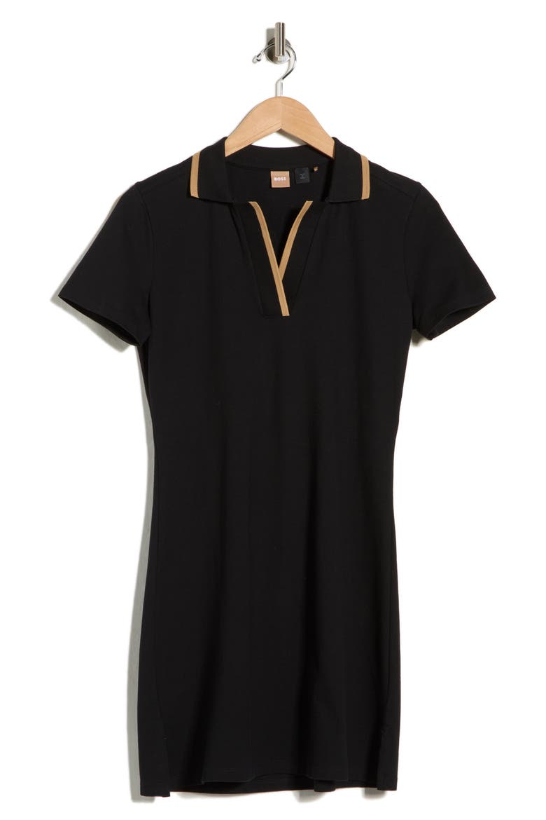 Short Sleeve Polo Shirtdress, Alternate, color, BLACK