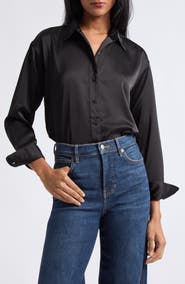 Lauren Ralph Lauren Kotta Satin Button-Up Shirt
