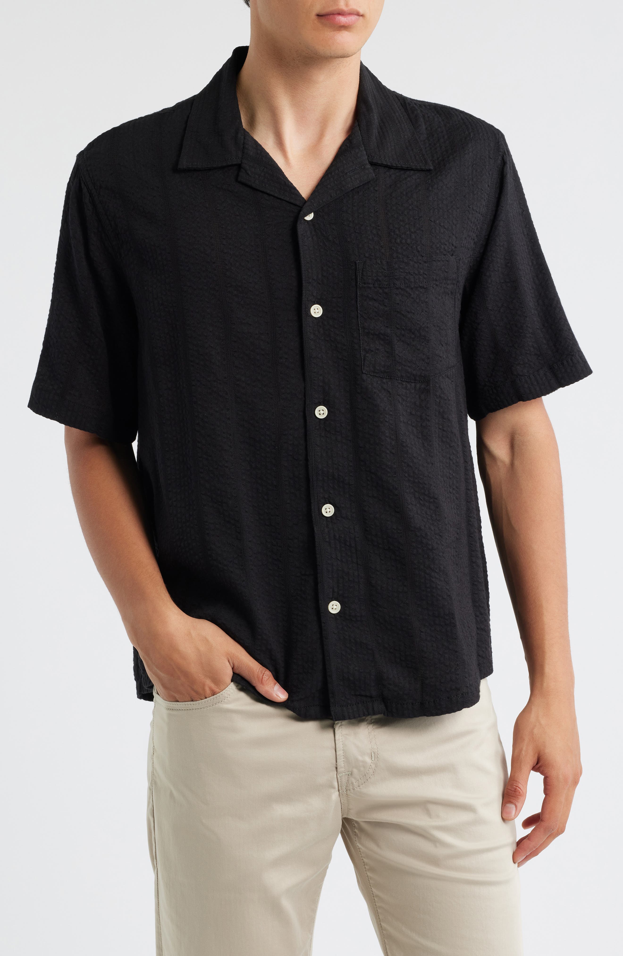 Stripe Seersucker Camp Shirt