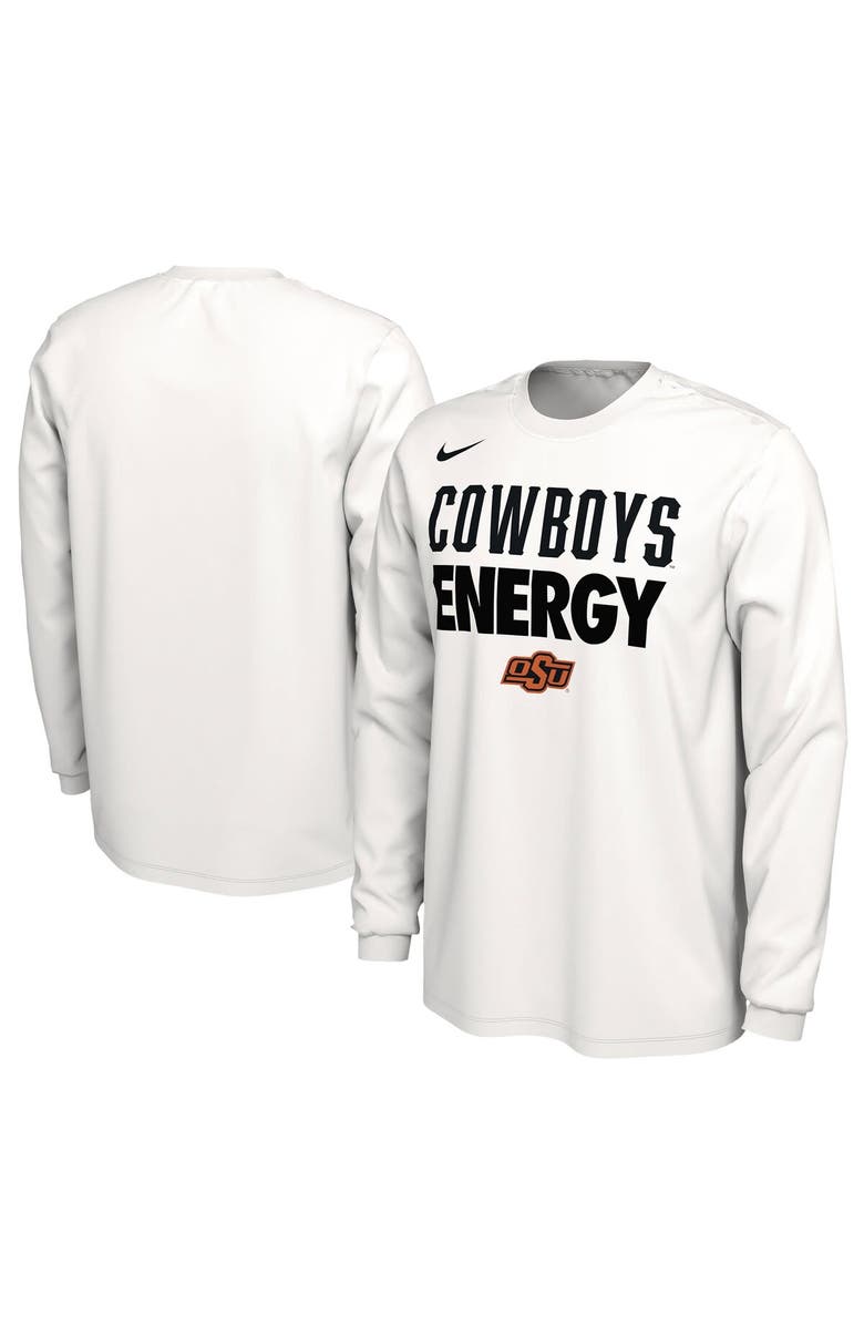 Nike Unisex Nike  White Oklahoma State Cowboys 2024 On-Court Bench Energy Long Sleeve T-Shirt, Main, color, 