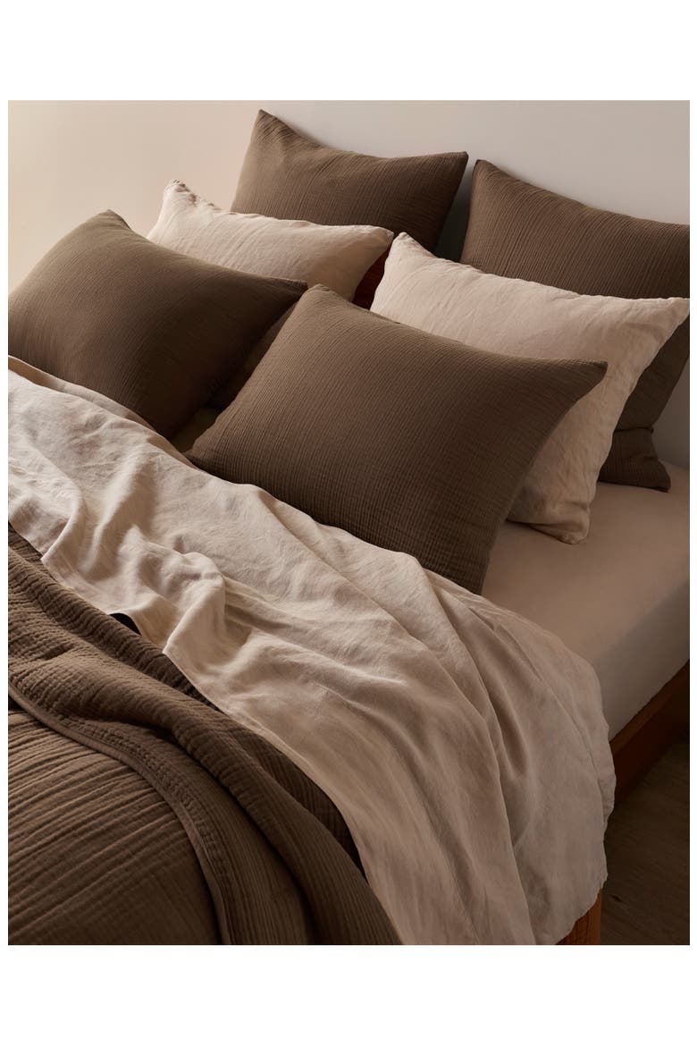 Set of 2 Cloud Organic Cotton Gauze Shams, Alternate, color, WARM GREY