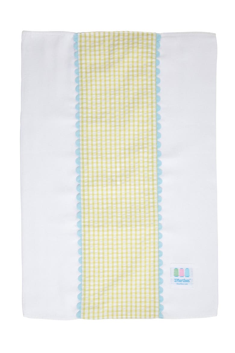 Big Check Fancy Fabric Burp Cloth, Alternate, color, Green/Blue Trim