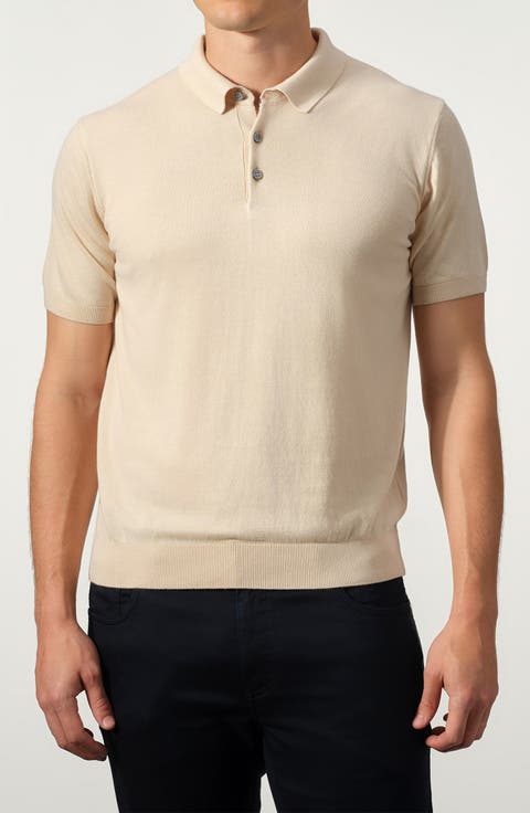 Cotton Blend Polo Sweater