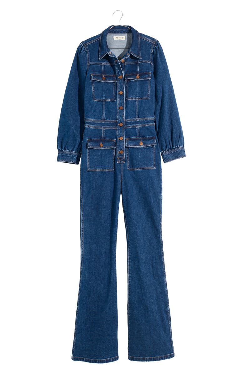 Madewell Denim Flare Jumpsuit, Alternate, color,