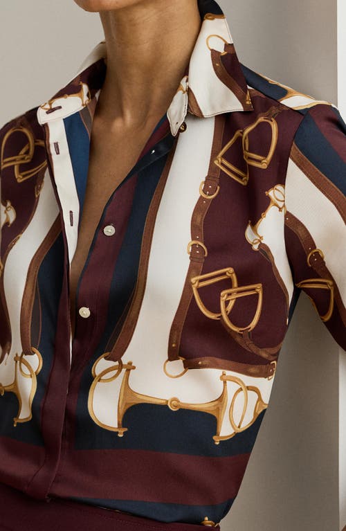 Ralph Lauren Classic Fit Equestrian-print Twill Shirt In Burgundy