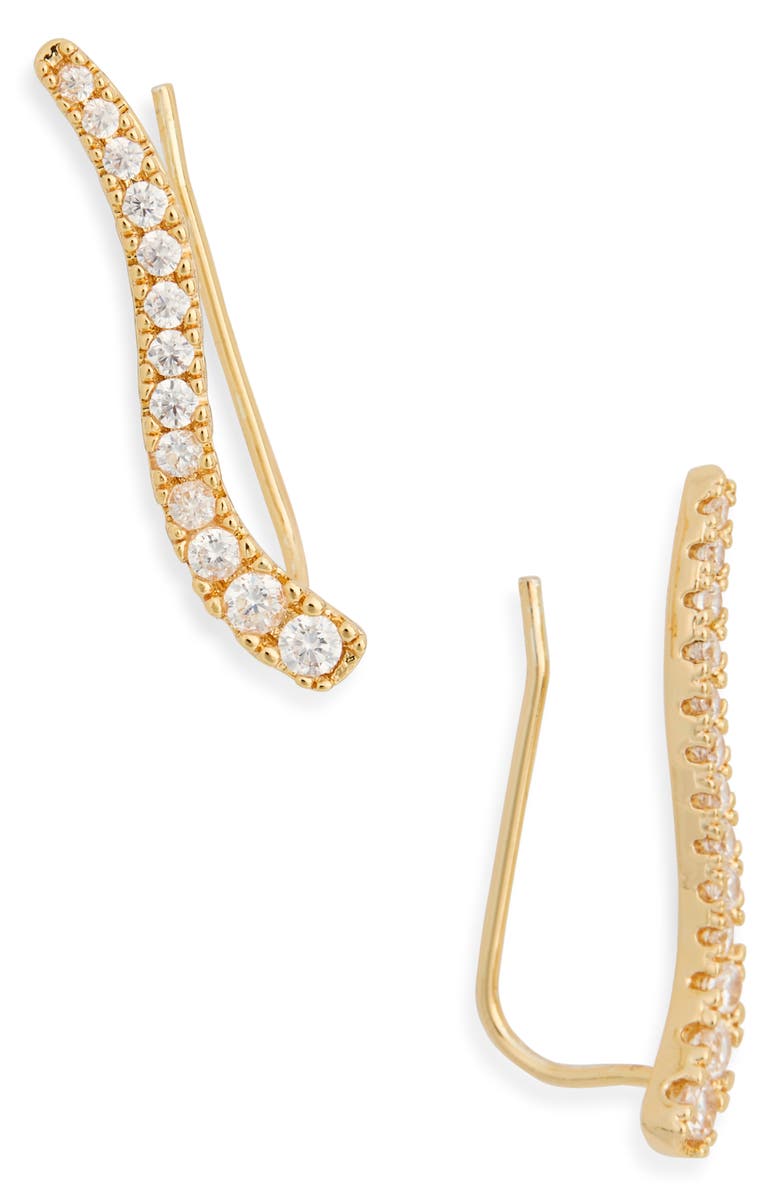 NORDSTROM RACK Wavy CZ Crawler Earrings, Main, color,