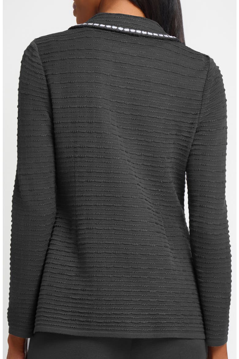 Contrast Trim Textured Knit Blazer, Alternate, color, GRANITE/ BLACK/ IVORY