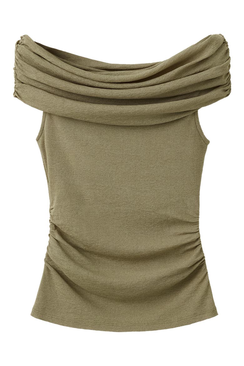 Ruched Boat Neck Sleeveless Top, Main, color, KHAKI GREEN